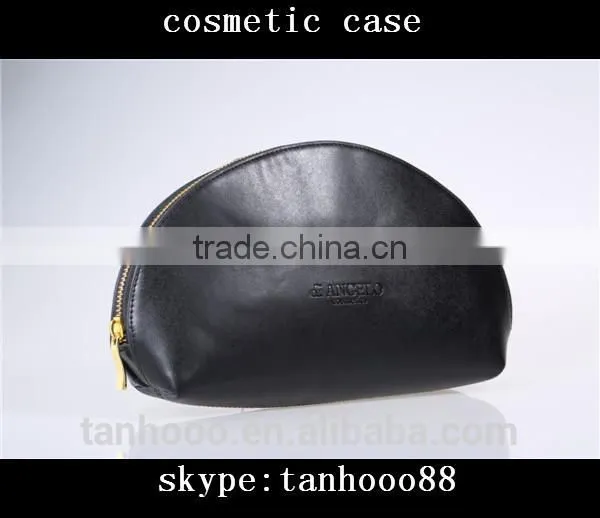 High Quality Black Shell Shape Makeup Case Leather Cosmetic Bag Case