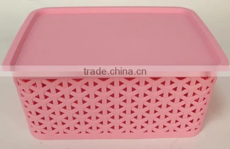 medium size plastic laundry basket storage basket clothing bastet with lid