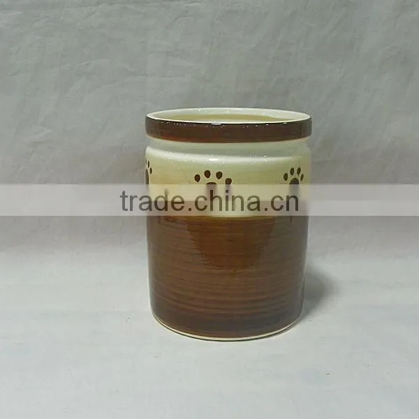 Column Brown Ceramic Dog Treat Jar