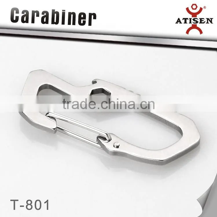Survival Camping Hiking Rescue Gear Hot Mini Stainless Steel Carabiner Keychain EDC Multi Tool