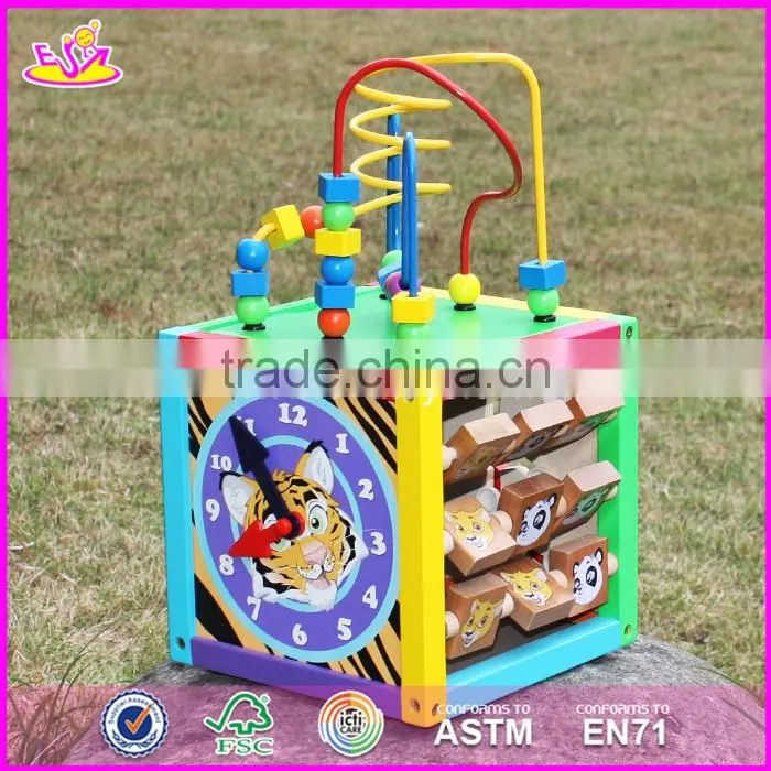 2017 new design multi-function 5 in 1 kids wooden bead roller coaster W11B137