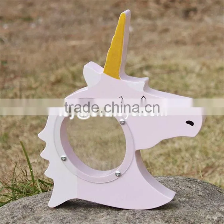 New design lovely wooden unicorn piggy bank for kids W02A257