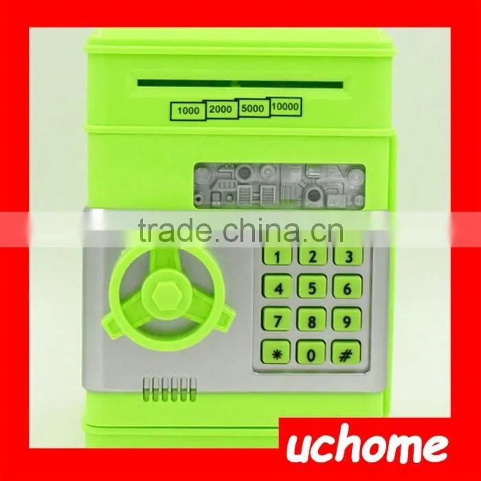 UCHOME ATM piggy bank, automatically save Safe money saving box ,Mini cartoon piggy bank saving money