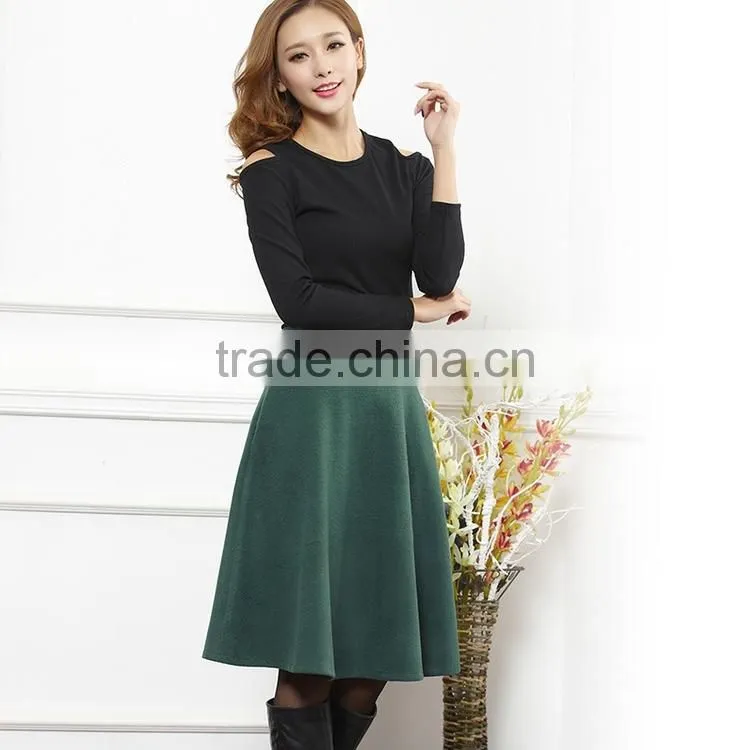New arrival autumn winter wool skirt for women long skirt high waist pleated skirts women