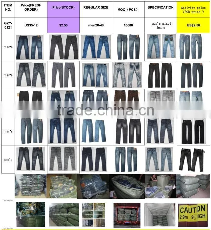 GZY Factory price stock lot jeans men mixed styles