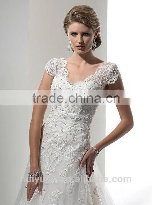 2016 cap sleeve sexy low back lace wedding dress pattern