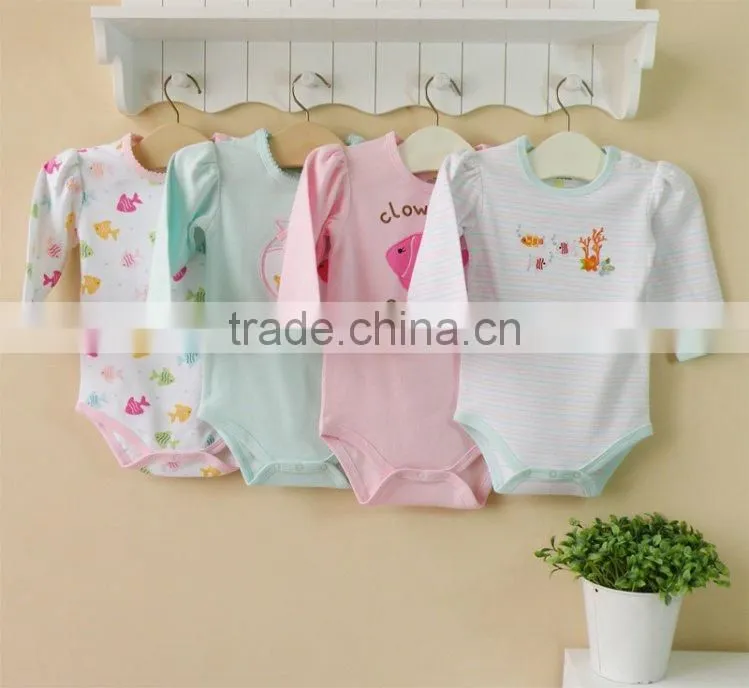 mom and bab baby clothing cotton embroider long sleeve bodysuit