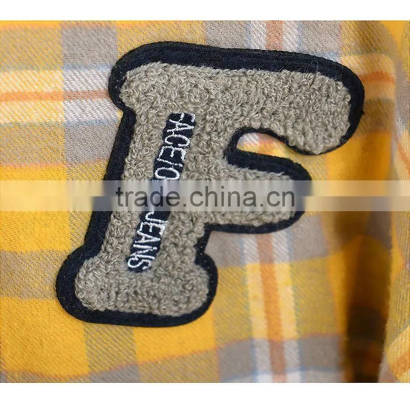 Hot Sale Little Girls And Boy Fashion Winter Yellow Check Pattern Coats