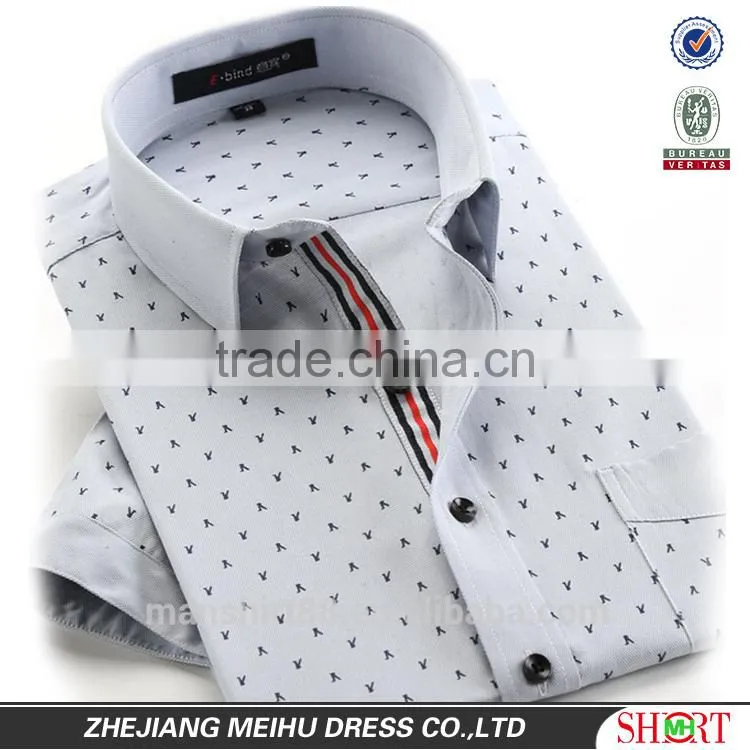 latest fashion print dobby short sleeve man casual shirt