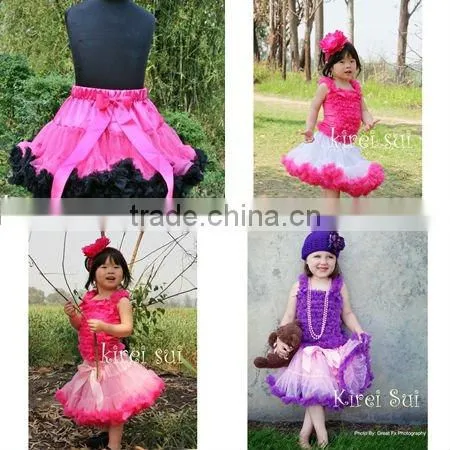 Teen Adult BLACK HOT PINK Ruffles Pettiskirt Party Tutu W35D