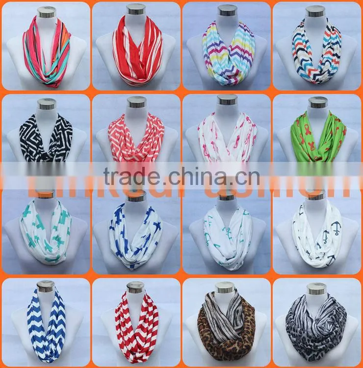 New Style Infinity Wool Fine Block Plaid With Flower Print Scarf