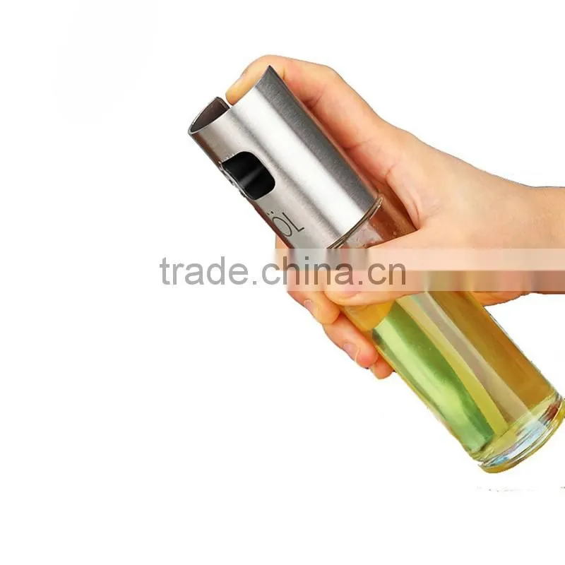 Hot sale 100ml oil bottle, stainless steel and glass olive oil mist spray bottle