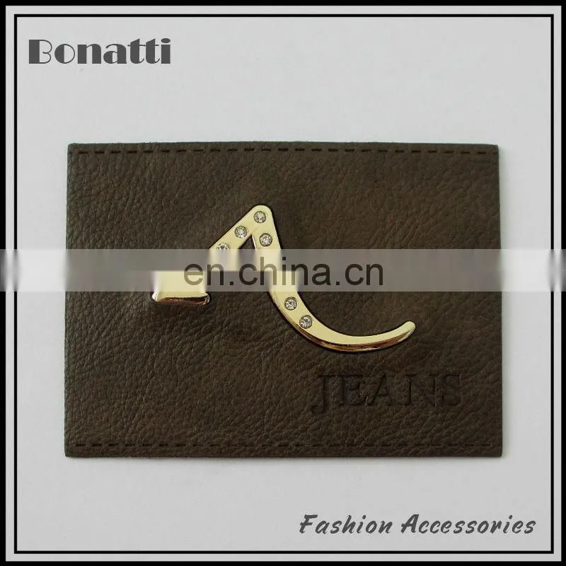 Debossed small size metal leather label for jeans and bags