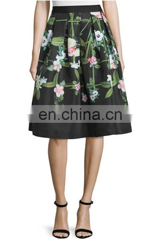 Hot sale ruffled floral-print lady skirt