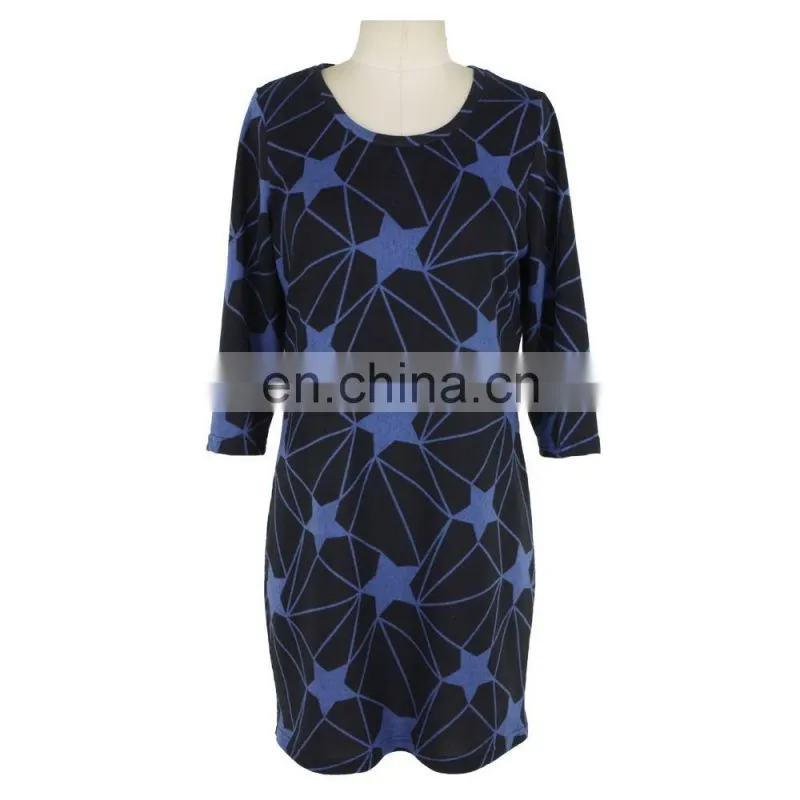 2017 Star Print Mid-aged Women Autumn Dress Guangzhou Apparel