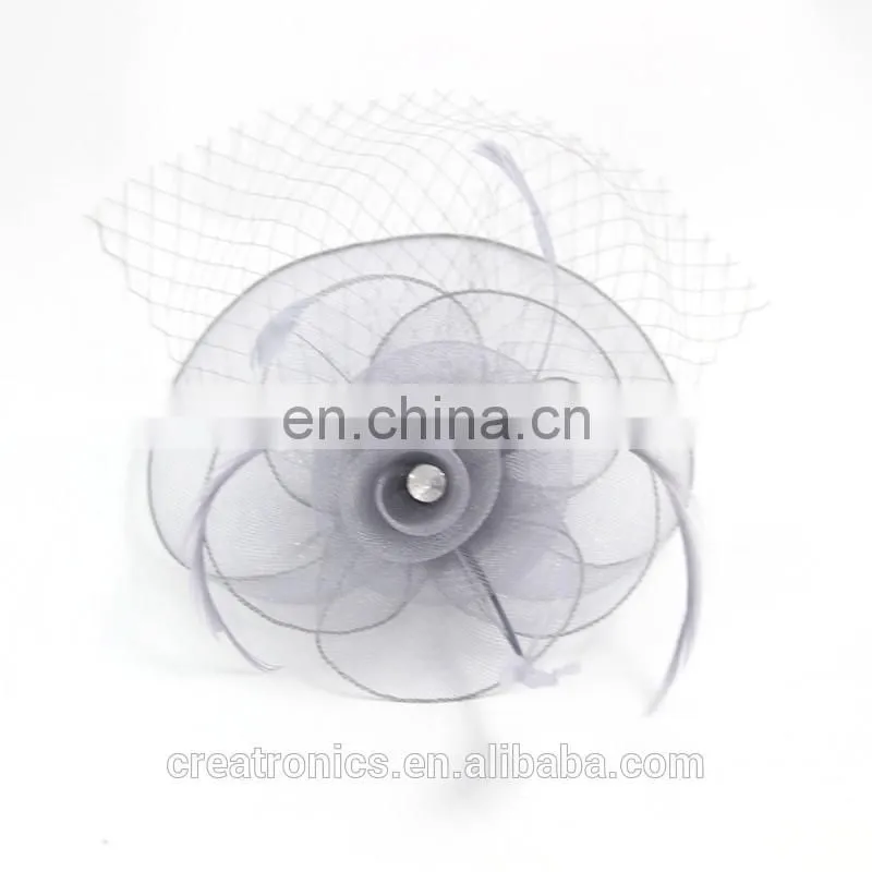 High Quality Elegant Design Rose Flower Handcraft Fascinator Hats With Veil Bridal Hair Accessories