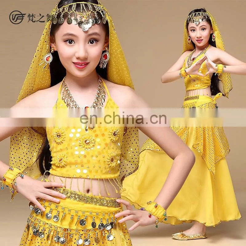 Y-2058 New product chiffon glittery gold coin children belly dance hip scarf
