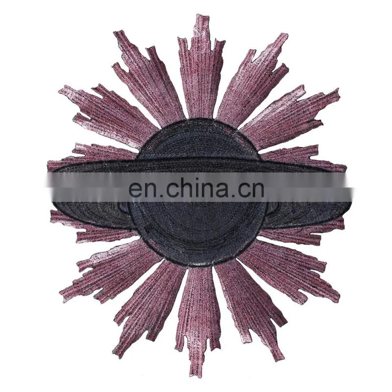 Fancy Large Iron On Applique Beaded Sequin Globe Embroidery Patches For Clothing