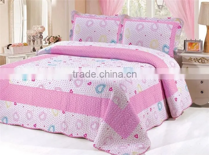 100% cotton handmade patchwork bedspreads home textile high quality Chinese factory bed cover set pink flower bed set