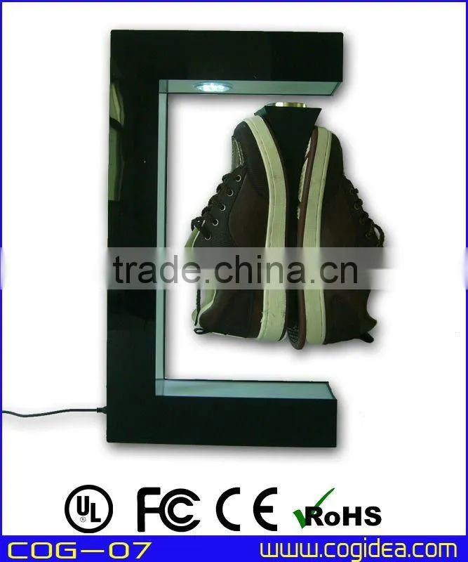 China manufacturer magnetic floating pop display suspending shoes display advertising item!