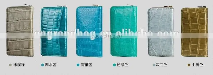 Luxury Wholesale Genuine Crocodile Alligator leather Women Zip Long Wallet Clutch Wallet for Men
