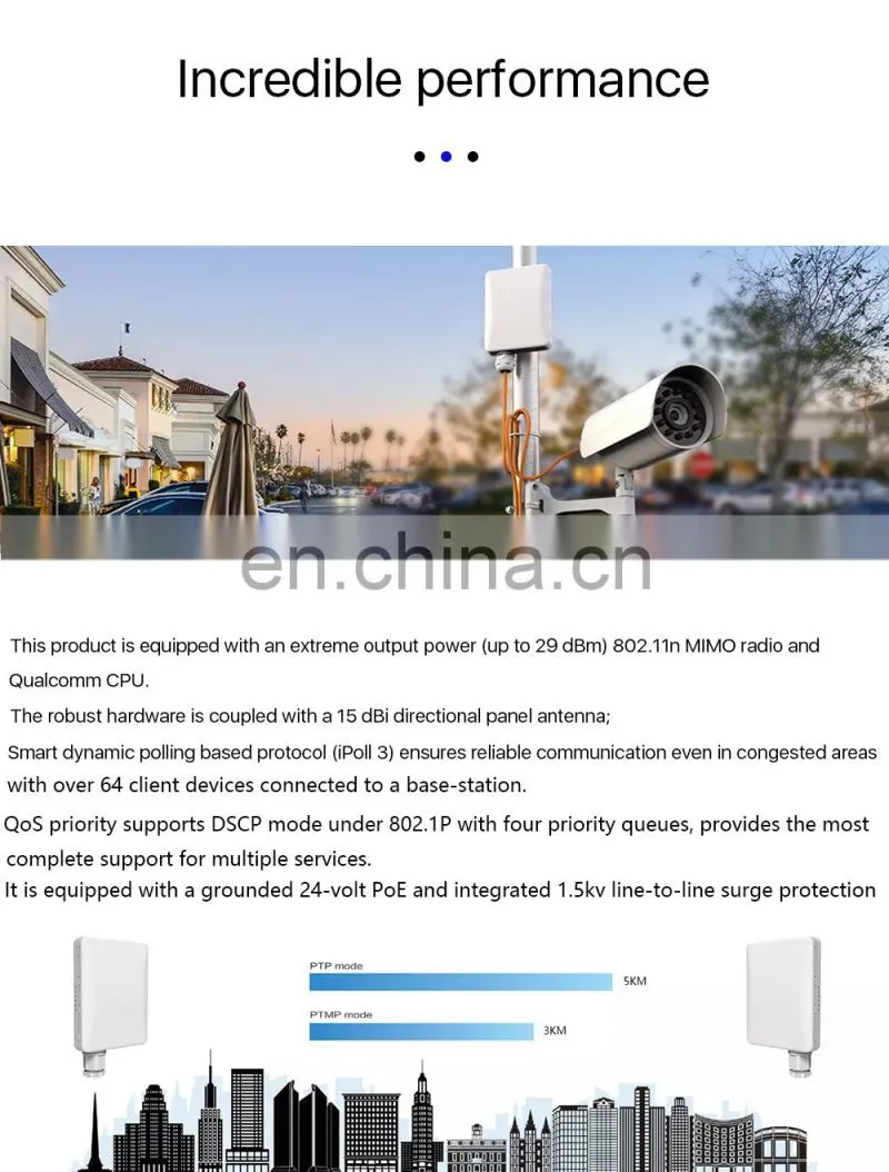 ALLINGE MDZ3640 5.8Ghz Point-to-Point Outdoor Network Wireless Bridge 5km Long Range Outdoor CPE