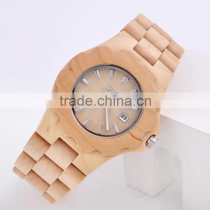 2015 wholesale wood watch vogue wrist wooden watch for men and women with customized logo