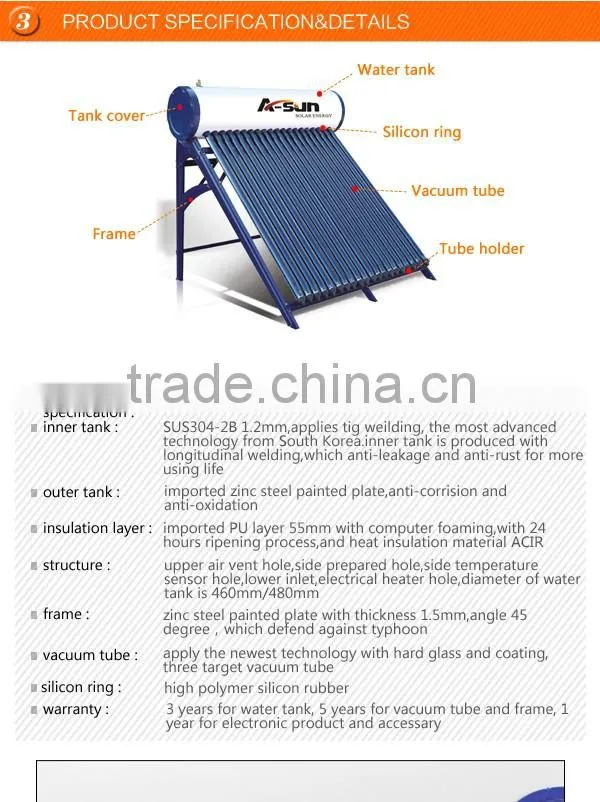 Pressure Vacuum Tube Solar Water Heater Price