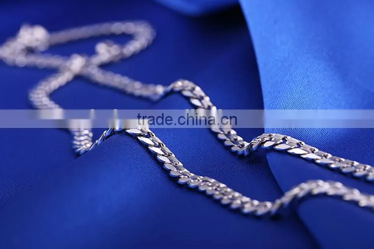 2015 wholesale fashion jewelry rhodium plated curb chain necklace