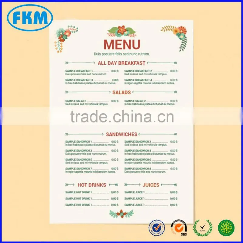 cheapest menu printing