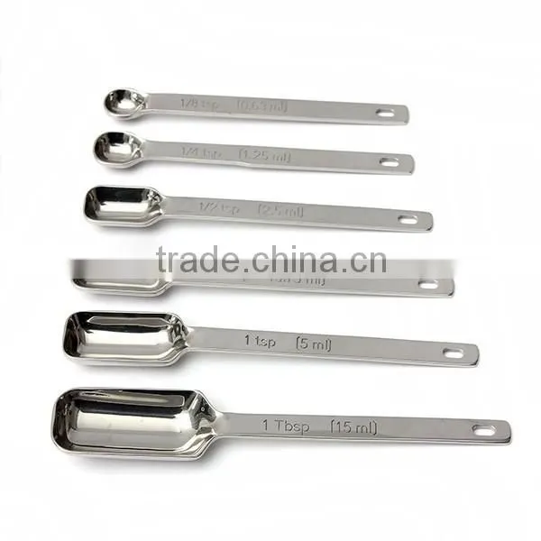 Hot in stock fast delivery stainless steel cooking measuring spoons 6 sets