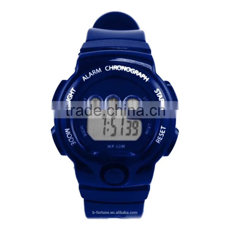 LP1340_BL Blue color Chrono Day Tech light pusher Multifunction Digital rubber Watch
