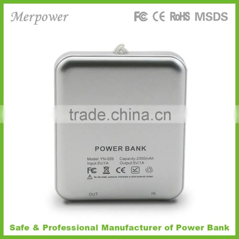To high quality mirror Portable power bank rechargeable 2200mah