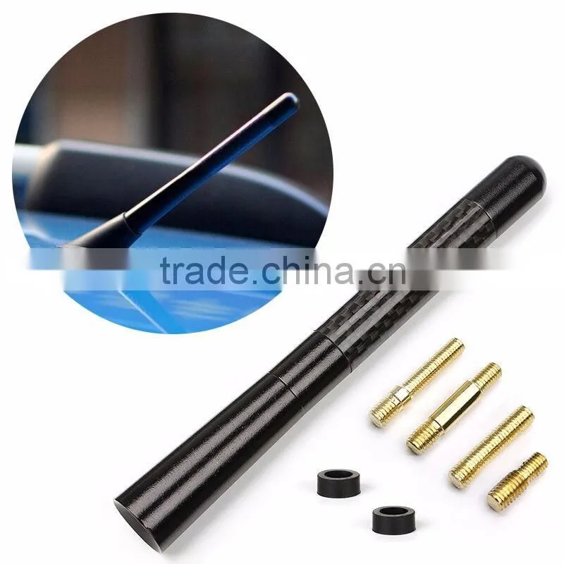 High Quality 4.72inch Universal Short Aluminum Auto Car Radio AM FM Carbon Fiber Antenna Replacement Screw Color Black