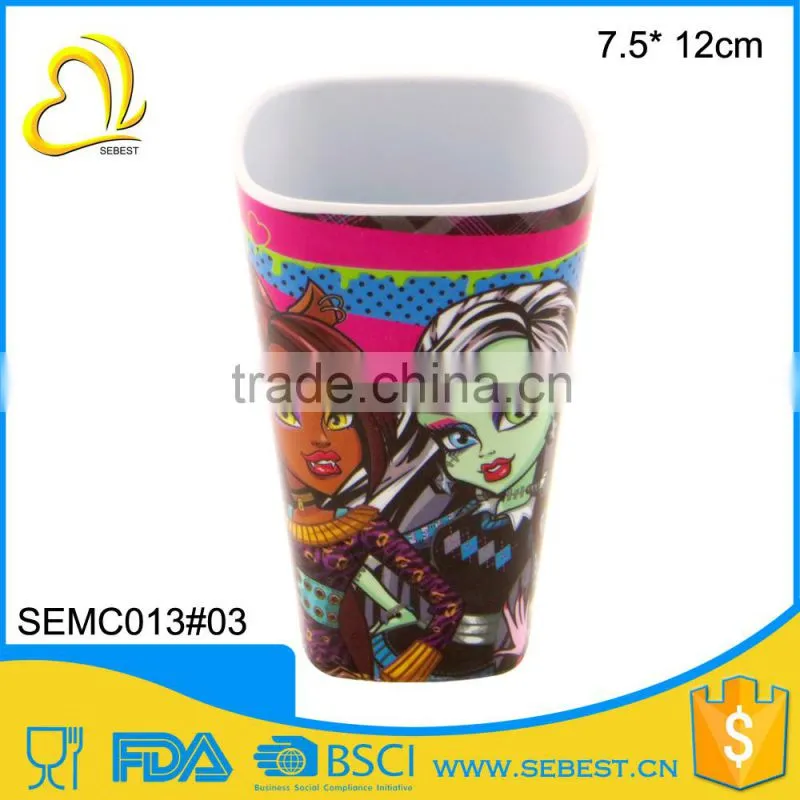novelty high quality printed square custom plastic cups