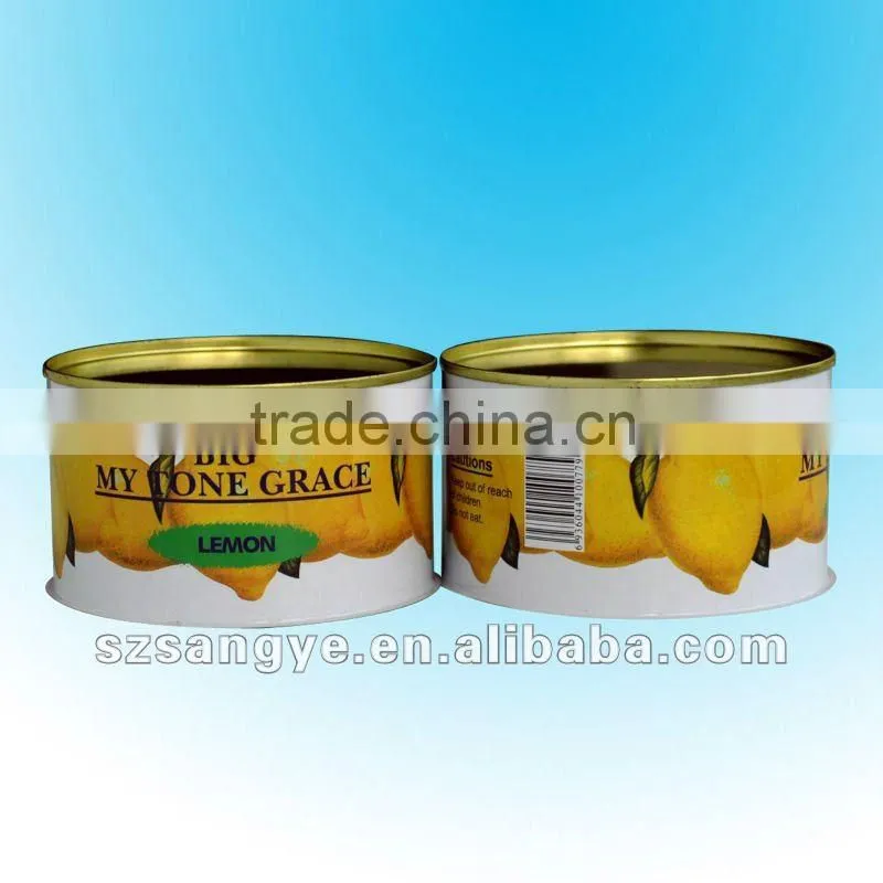 tin cans with printed picture