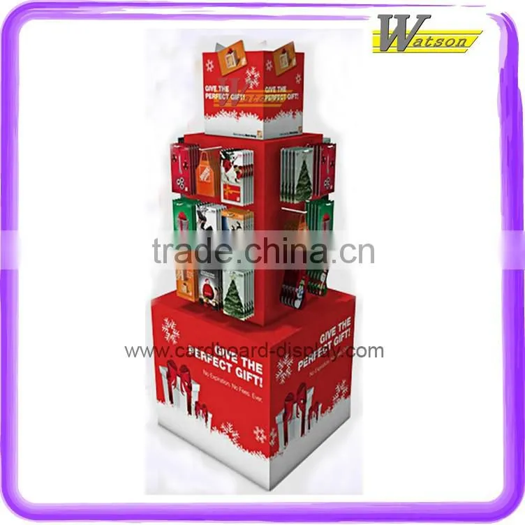 shop and supermarket free floor standing design cardboard display stand for Christmas gift