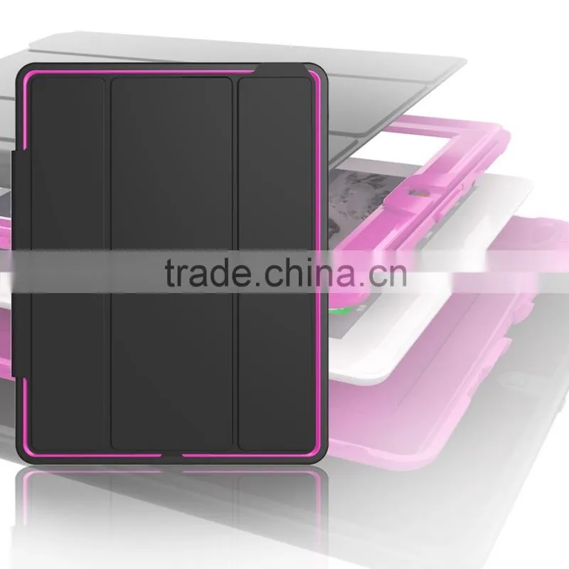 Luxury Wake Sleep Function Folding Stand PU Leather PC Back Cover Shockproof Protective Case For iPad 2/3/4 TB-0278