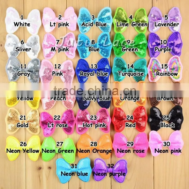 hot pink shiny bow -baby hair flower clips headband hair accessory bows -handmade sequin fabric bowknot in 32 colors