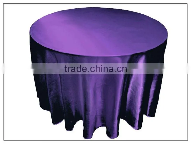 elegant purple color satin plain round table cloth