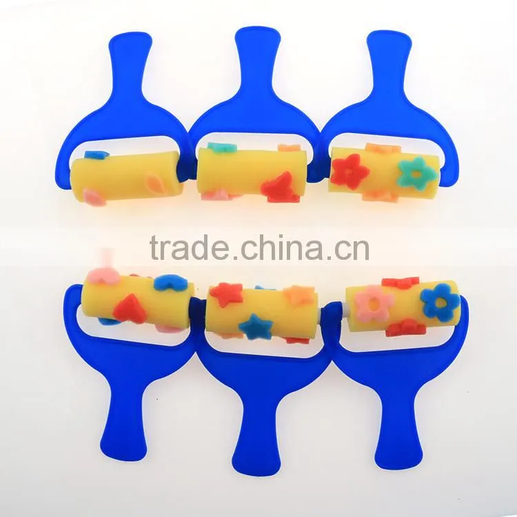 6 Shapes Plastic Handle Foam Sponge Soft Paint Rollers