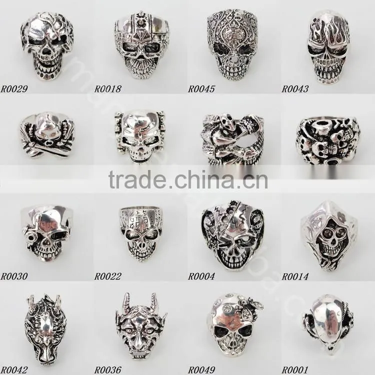Hot selling fashion jewelry manufacturer china direct skull ring men R20