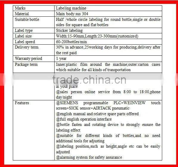 Autoamtic Round Glass Bottle Labeling Machine