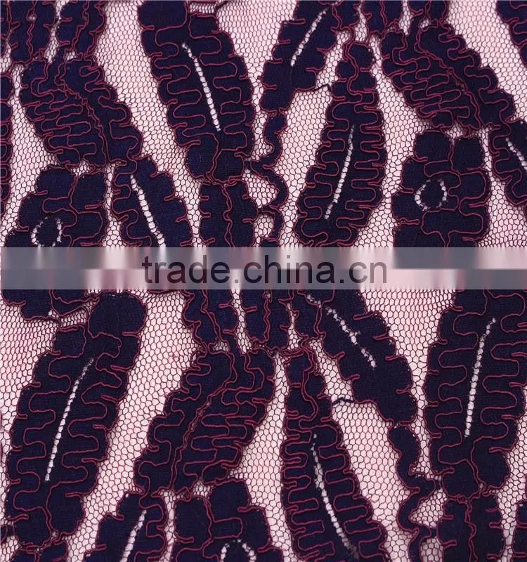 Good quality cotton nylon net cord lace fabric with scallop edges for garment