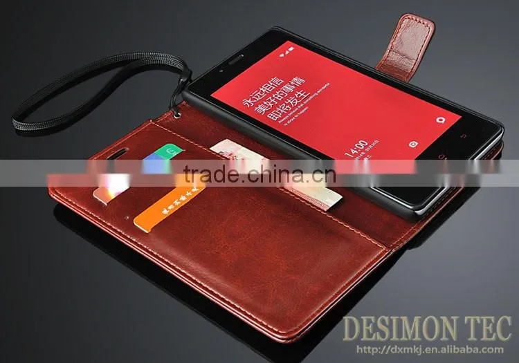 Crazy horse Custom LOGO Cheap price for Xiaomi Redmi Note leather case