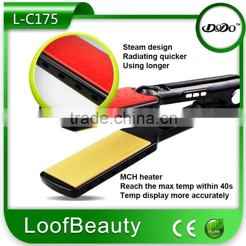 1 3/5 inch tourmaline ceramic flat iron 7 shape
