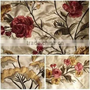 100%silk fabric embroidery pattern for home upholstery