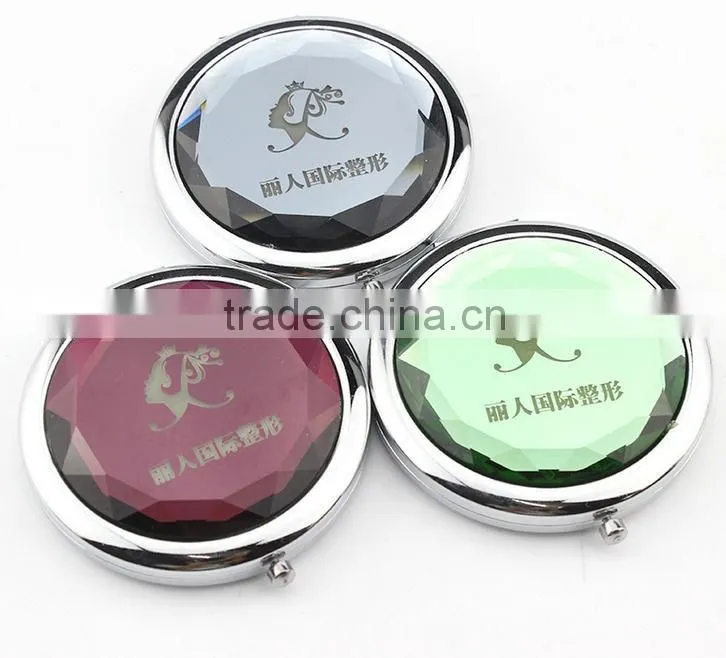 Customized Monogram Initial Logo Crystal Compact Pocket Mirrors