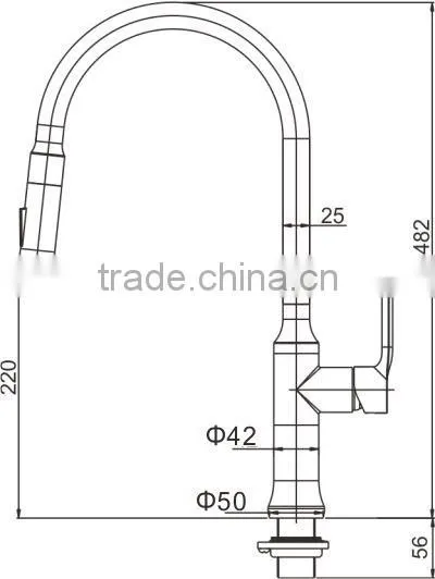 Single handle pull out lead free stainless steel kitchen faucet