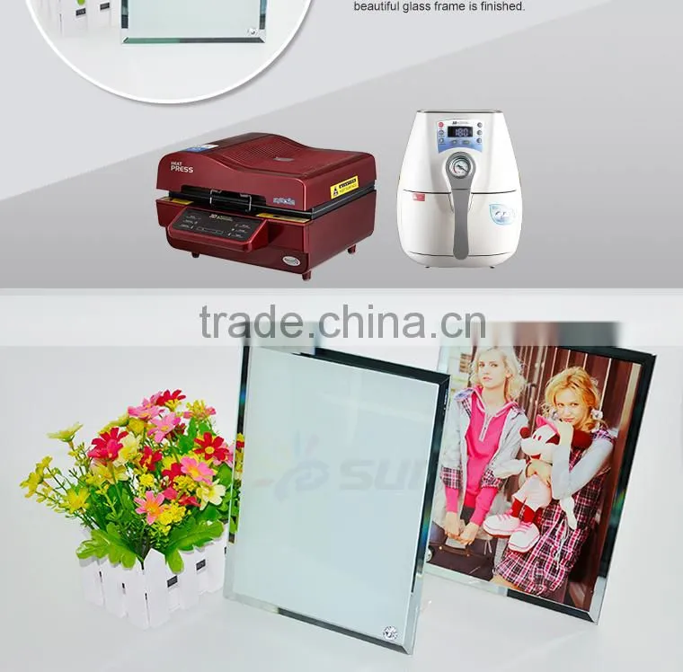 Sunmeta factory directly blank sublimation round shape glass photo frame with clock BL-27